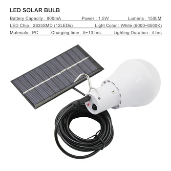 Nešiojamų LED Saulės Žibintas Energijos Taupymo Balta Šviesa, 5V Saulės baterijomis Varomas Kabančios Lemputės, Lauko Sodo Stovyklavimo Palapinės, Žvejybos