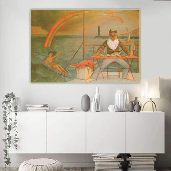 Citon Balthus《Viduržemio jūros Katė》Perkeltine Drobė, Aliejus, Tapyba Meno kūrinius Nuotrauką Sienų Dekoras Modernių Namų kambarį Apdaila