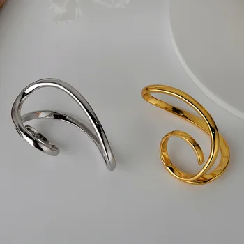 Silvology 925 Sterlingas Sidabro Dizaineriai Drąsiai Žiedai ažūrinės figūrinių Susukti Linijos Dideli Žiedai Moterų 2020 M. Supermodelis Papuošalai