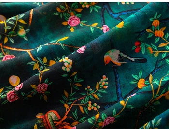 Moterų Gryno Šilko cheongsam kaklo trumpomis rankovėmis Ilga Suknelė ir Gėlių Spausdinti M L XL MM010