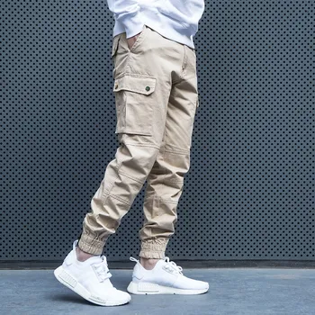 Mados Streetwear Vyrų Džinsai Didelis Kišenėje Atsitiktinis Krovinių Kelnės Japonijos Derliaus Dizaineris Hip-Hop Poilsiu Kelnės Vyrams Haremo Kelnės
