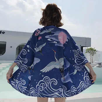INS Karšto 2020 Naujas Mėlyna Prarasti Mados Moterų Harajuku Cardigan Japonų Kimono Azijos Vasaros Palaidinė Viršūnes Atsitiktinis Moteris Kimonos Cosplay