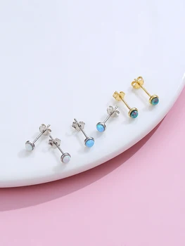 LEKANI 925 Sterlingas Sidabro Fire Opal Stud Auskarai Moterims, Elegantiškas Mažas 3 Spalvos Earing Jubiliejų Fine Jewelry Dovanų Pardavimas