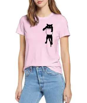 2020 metų vasaros mados medvilnės laisvo stiliaus Kišenėje katė spausdinti moterų marškinėliai atsitiktinis trumpas rankovės o-kaklo juokinga mens tee marškinėlius