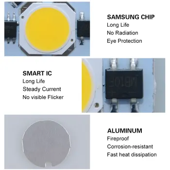 10VNT COB LED Lustas Smart IC Įvesties 110V, 220V 9W 7W 5W 3W LED Šviesos Karoliukai 