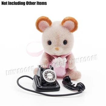 Odoria 1:12 Miniatiūriniai Vintage Juodas Telefonas Senamadiškas Telefonas su Imtuvas Lėlių Baldų Priedai