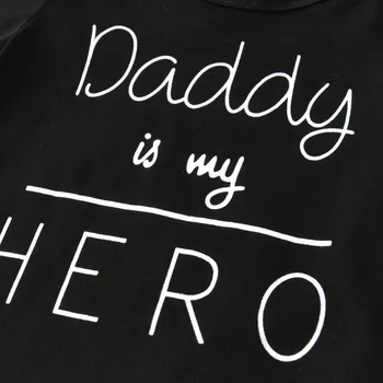 Naujagimio Mergina Drabužius Tėtis yra mano Herojus 3Pcs Komplektai Rinkinys ilgomis Rankovėmis marškinėliai+Kelnės+Lankelis Kūdikiams, Vaikiška Apranga Kostiumas