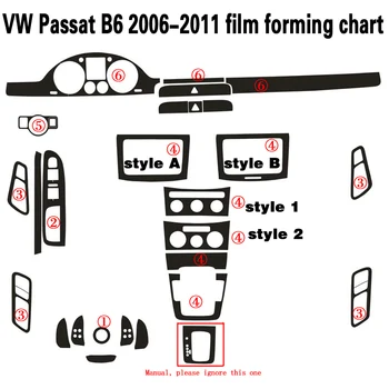 Volkswagen Passat B6 2006-2011 Interjero Centrinis Valdymo Pultas Durų Rankena Anglies Pluošto Lipdukas Lipdukai Automobilio stilius Accessories