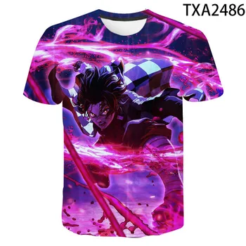 2020 Naujas Demon Slayer T-shirt Anime Tees Vyrų, Moterų, Vaikų Streetwear Cool 3D Atspausdintas Viršūnes Juokingas Animacinių filmų Kimetsu Nr. Yaiba Tee