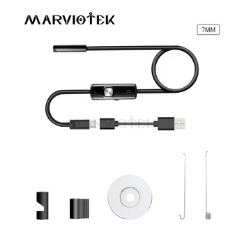 MARVIOTEK Endoskopą 7mm Len USB, Android Endoskopą vaizdo Kameros Vandeniui Gyvatė Vamzdis Micro USB 