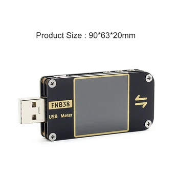 FNB38 USB LCD Dabartinės Voltmeter QC4 PD3.0 2.0 PGS Greito Įkrovimo Protokolo Testeris