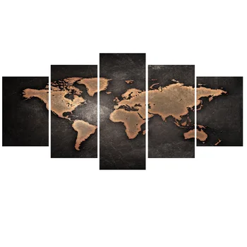 Abstract 3D Pasaulio Žemėlapyje Drobės Tapybos, Klasikinės Juodos Pasaulio Žemėlapio Spausdinimo Ant Drobės 