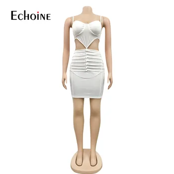Echoine Vasaros Moterims Seksualus Iškirpti Spageti Dirželis Pasinėrus Nėrinių Bodycon Midi Mini Suknelė Klubas Naktį Šalies Suknelės Atvira Nugara