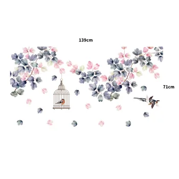 139*71cm Gėlės Sienų Lipdukai Lova Apdaila Birdcage Namų Dekoro PVC 