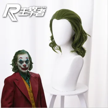 Joker Kilmės Filmą Klounas, Juokdarys Perukas Cosplay Kostiumų Joaquin Phoenix Arthur Fleck Garbanotas Žalia Karščiui Atsparių Sintetinių Plaukų