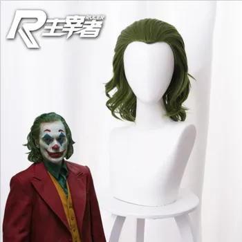 Joker Kilmės Filmą Klounas, Juokdarys Perukas Cosplay Kostiumų Joaquin Phoenix Arthur Fleck Garbanotas Žalia Karščiui Atsparių Sintetinių Plaukų
