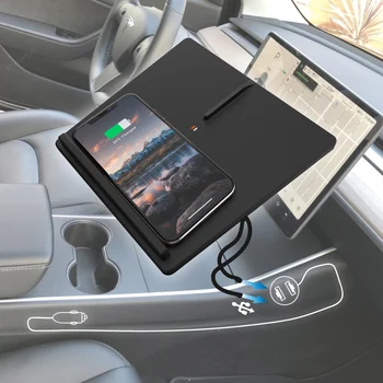 PR 2 Modernizuotos Tesla Model 3 Y Mobiliojo Telefono Belaidį Kroviklį Priedais Rinkinys Konsolė Horizontaliai Charging Pad 