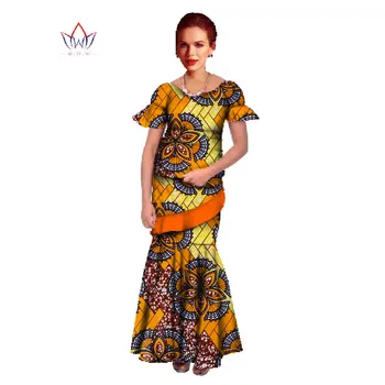 Afrikos Spausdinti Suknelė Dviejų dalių Moterų Nustatyti Apkarpyti Viršūnes Ilgas Sijonas Dashiki Suknelė Undinė Sijonai Moterų Vestidos 6XL Plius Dydis WY015