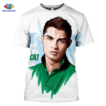 SONSPEE Mens Futbolo Žvaigždė Cristiano Ronaldo Marškinėliai Atsitiktinis Trumpas Rankovės Streetwear Tees Vyrų/Moterų 3d Print T-shirts Vasarą Viršų