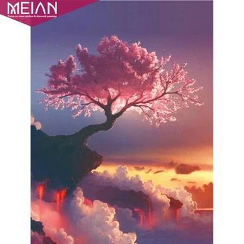 2020 MEIAN Sakura Medis Visiškai Apvalios 5D 