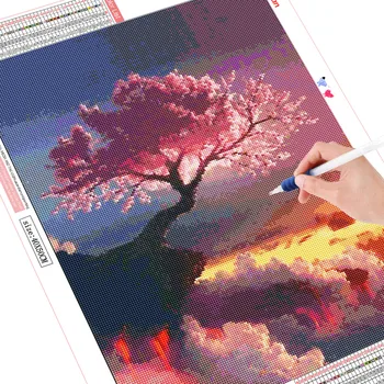 2020 MEIAN Sakura Medis Visiškai Apvalios 5D 