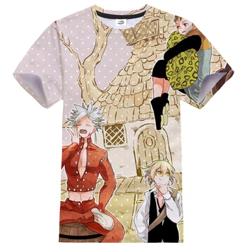 Septynios Mirtinos Nuodėmės, T-shirt Anime 3D Atspausdintas Vyrai Moterys Mados Marškinėlius Nanatsu Nr. Taizai Atsitiktinis Streetwear Marškinėliai Topai Drabužiai