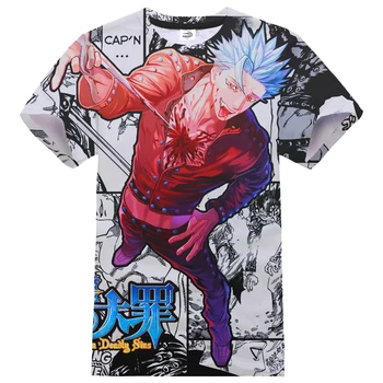 Septynios Mirtinos Nuodėmės, T-shirt Anime 3D Atspausdintas Vyrai Moterys Mados Marškinėlius Nanatsu Nr. Taizai Atsitiktinis Streetwear Marškinėliai Topai Drabužiai