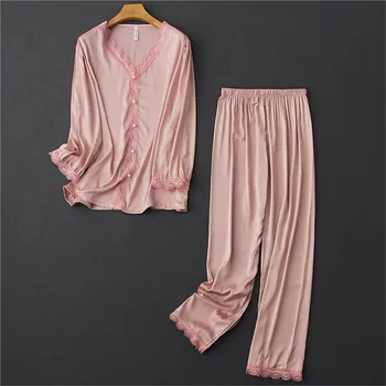 Daeyard Sexy Nėrinių Pižama Moterims, 2 vnt 2020 Pajama Rinkinys Šilkinės Pižamos Ponios Mielas Pijama Namų Drabužiai Naktį Kostiumas Loungewear
