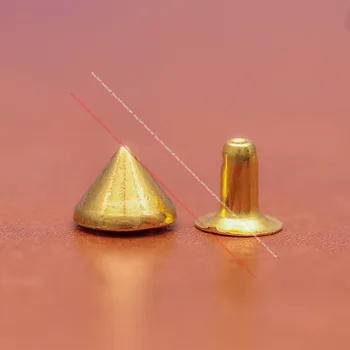 100X 7*5mm Aukso Dėmės Kūgio Metalo Smeigės Odos amatų Tvirtinimo detalės Apyrankės Kniedės Stud Kulka Šuoliai Concho Rivetback