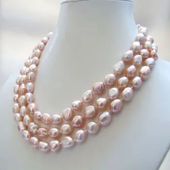 3 kryptis originali natūralus rožinis baroko gėlavandenių perlų vėrinį 8-9mm