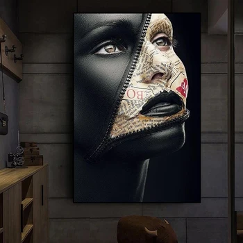 Seksualus modelis, drobė, tapyba ant sienos art newspaper padengti veidą kūrybos plakatas makiažas nuotrauką sienų apdaila