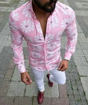 Vyrai 2019 m. Pavasarį, Rudenį Havajų spausdinti Atsitiktinis ilgomis Rankovėmis Marškinėliai Minkštas Komfortas Slim Fit Stilius, Prekės ženklo Vyras Plius Dydis 3XL