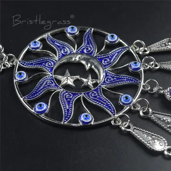BRISTLEGRASS turkijos Mėlyna Blogio Akių Sun Moon Star Dramblys Disko Sienos Kabo Pakabukas Amuletas Pasisekė Žavesio Palaima Apsaugos Dekoras